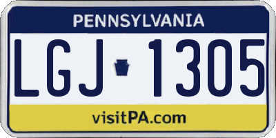 PA license plate LGJ1305