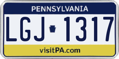 PA license plate LGJ1317
