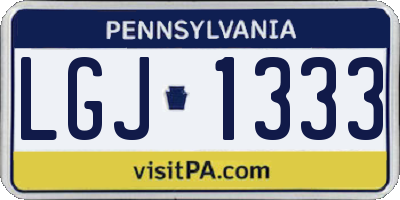 PA license plate LGJ1333
