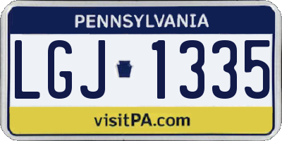 PA license plate LGJ1335