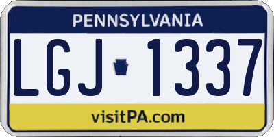 PA license plate LGJ1337
