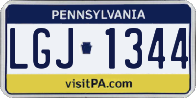 PA license plate LGJ1344
