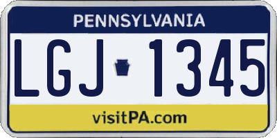 PA license plate LGJ1345