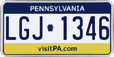 PA license plate LGJ1346