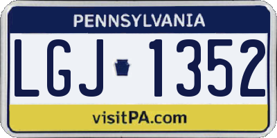 PA license plate LGJ1352