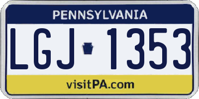 PA license plate LGJ1353