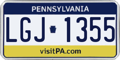 PA license plate LGJ1355