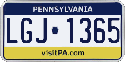 PA license plate LGJ1365