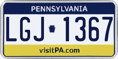 PA license plate LGJ1367