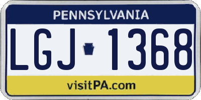 PA license plate LGJ1368