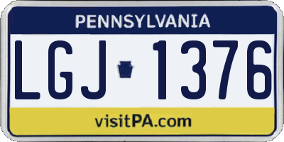 PA license plate LGJ1376