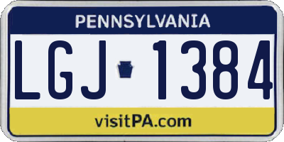 PA license plate LGJ1384
