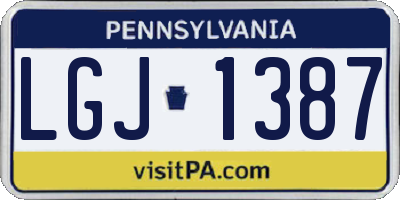 PA license plate LGJ1387