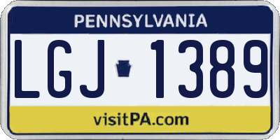 PA license plate LGJ1389