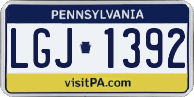 PA license plate LGJ1392