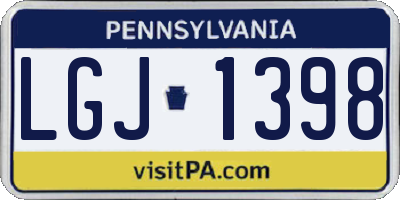 PA license plate LGJ1398
