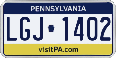 PA license plate LGJ1402