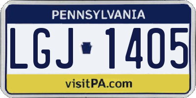 PA license plate LGJ1405