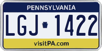 PA license plate LGJ1422