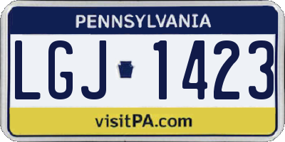 PA license plate LGJ1423