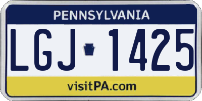 PA license plate LGJ1425