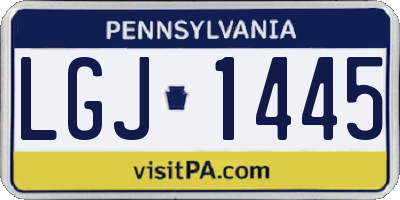 PA license plate LGJ1445
