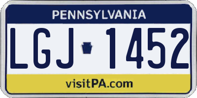 PA license plate LGJ1452