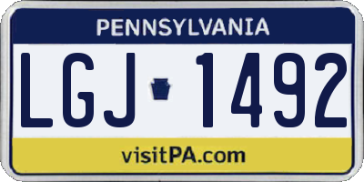 PA license plate LGJ1492