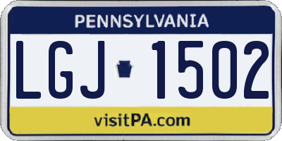 PA license plate LGJ1502