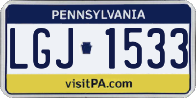 PA license plate LGJ1533