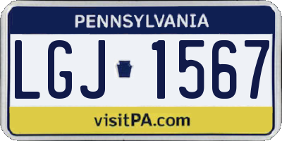 PA license plate LGJ1567