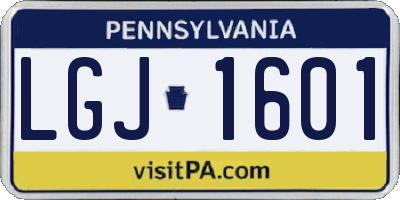 PA license plate LGJ1601