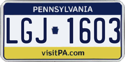 PA license plate LGJ1603