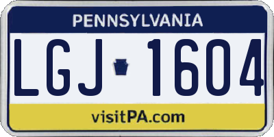 PA license plate LGJ1604