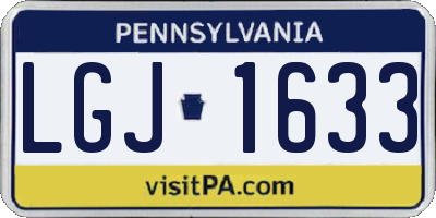 PA license plate LGJ1633