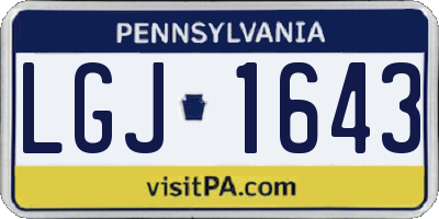 PA license plate LGJ1643