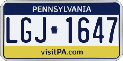 PA license plate LGJ1647