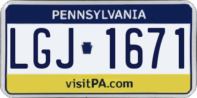 PA license plate LGJ1671