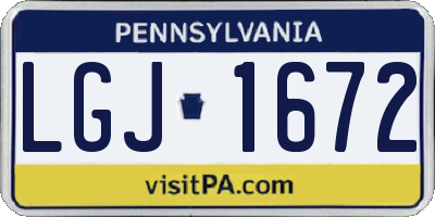 PA license plate LGJ1672