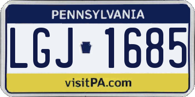 PA license plate LGJ1685