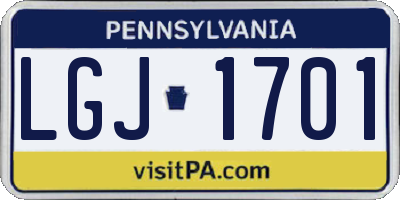 PA license plate LGJ1701