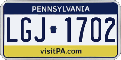 PA license plate LGJ1702