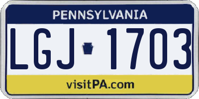 PA license plate LGJ1703