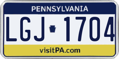 PA license plate LGJ1704