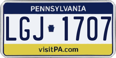 PA license plate LGJ1707