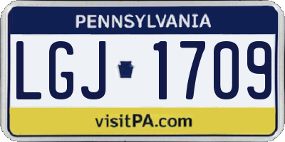 PA license plate LGJ1709