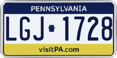 PA license plate LGJ1728