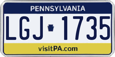 PA license plate LGJ1735