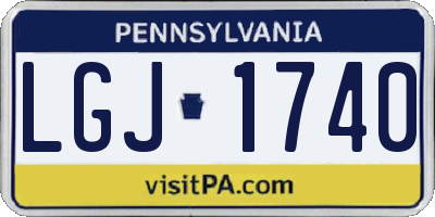 PA license plate LGJ1740