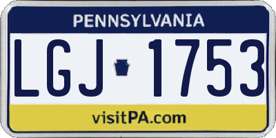 PA license plate LGJ1753